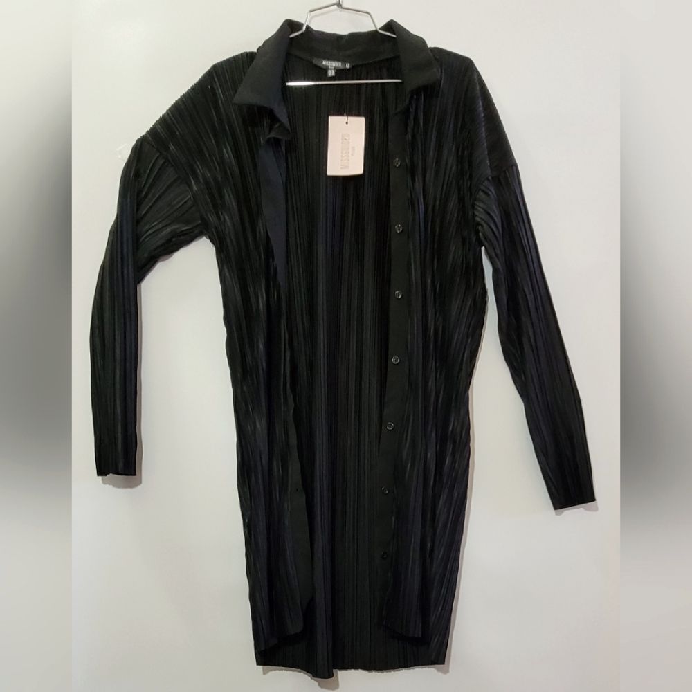 Misguided Plus Crinkle button up dress